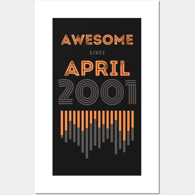 Awesome Since April 2001, 20 years old, 20th Birthday Gift Wall Art by LifeSimpliCity